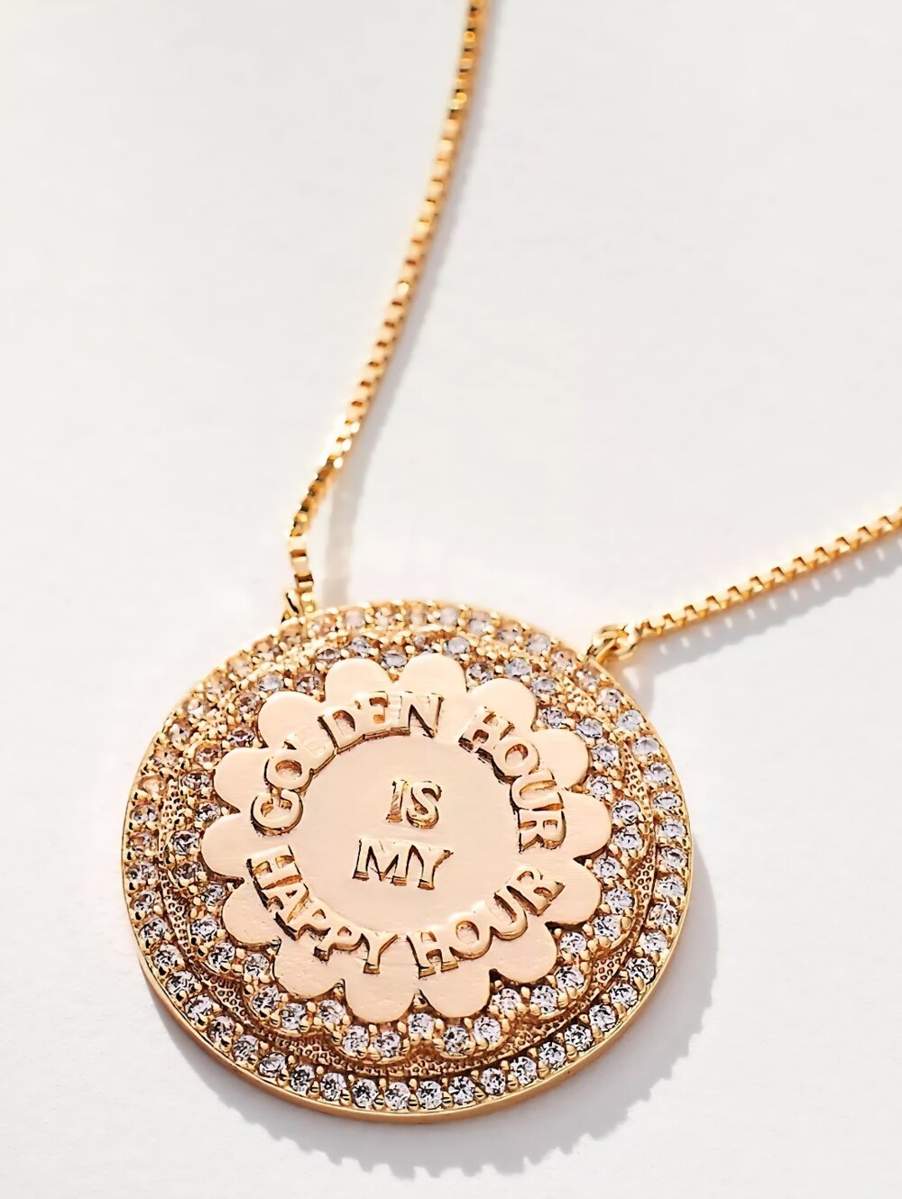 Anthropologie, Golden Hour Crystal Coin Charm Necklace